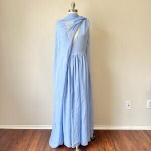 HELSA Sabine Maxi Dress Hydrangea Blue Silk Chiffon Evening Party NWT